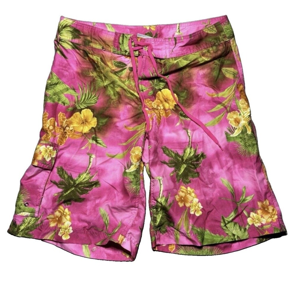 BODY GLOVE Swim‎ Trunks Board Shorts Sz L Polyester Tropical Floral